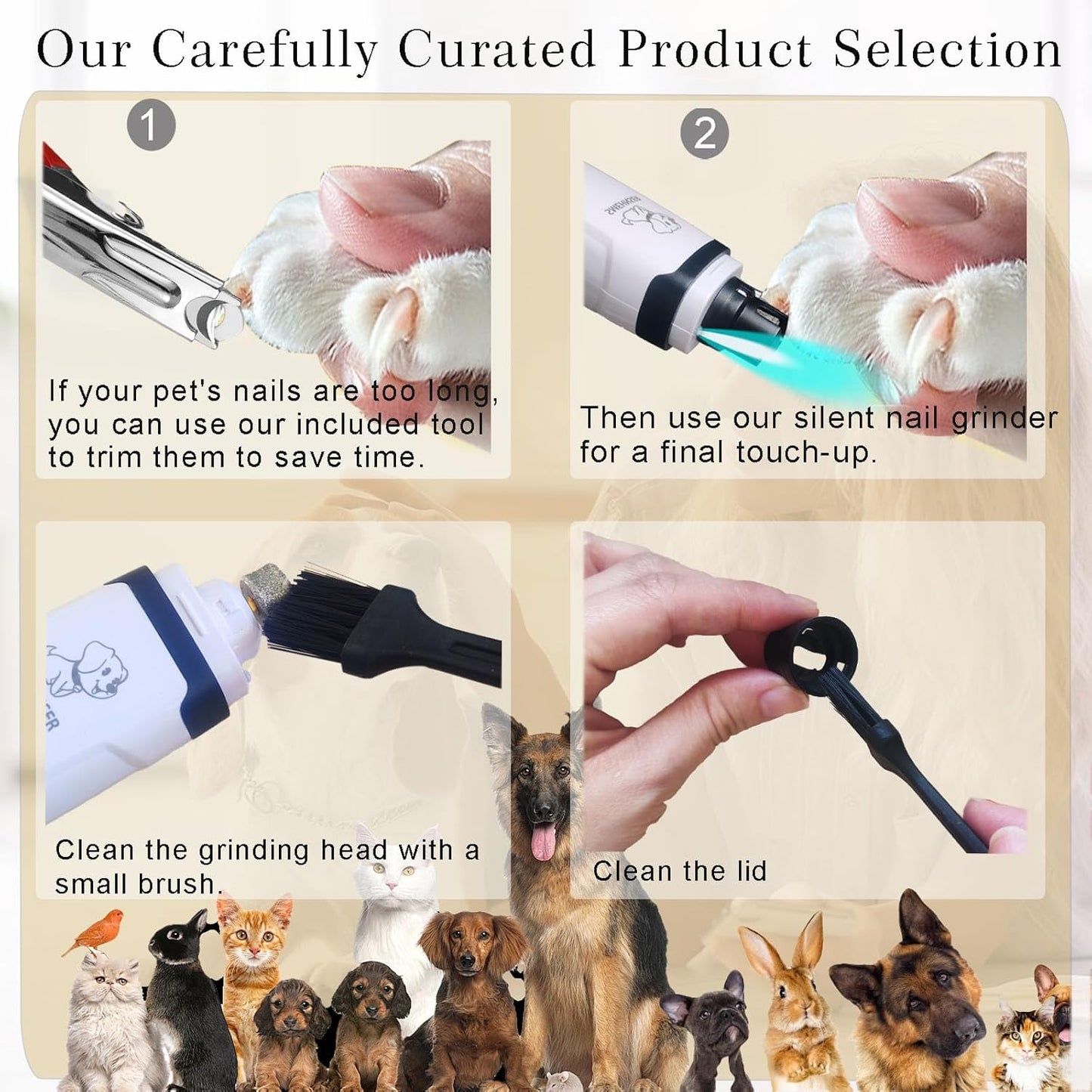 2026 Upgrade Dog Nail Clippers, Groom Silent Pro Nail Grinder Set, Dog and Cat Nail Clipper, Dog Nail Trimmers for Small and Medium-Sized Pets of Different Sizes